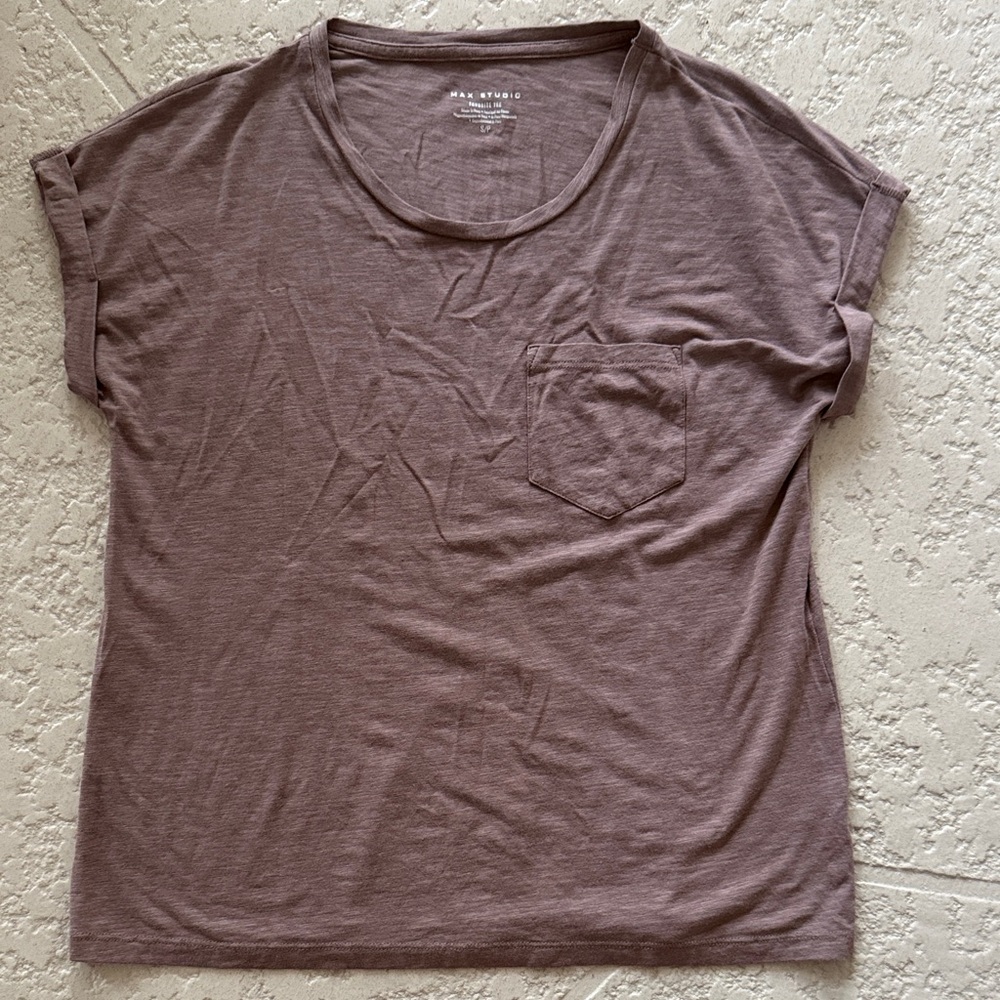 Max Studio Short Sleeve Tee in Taupe